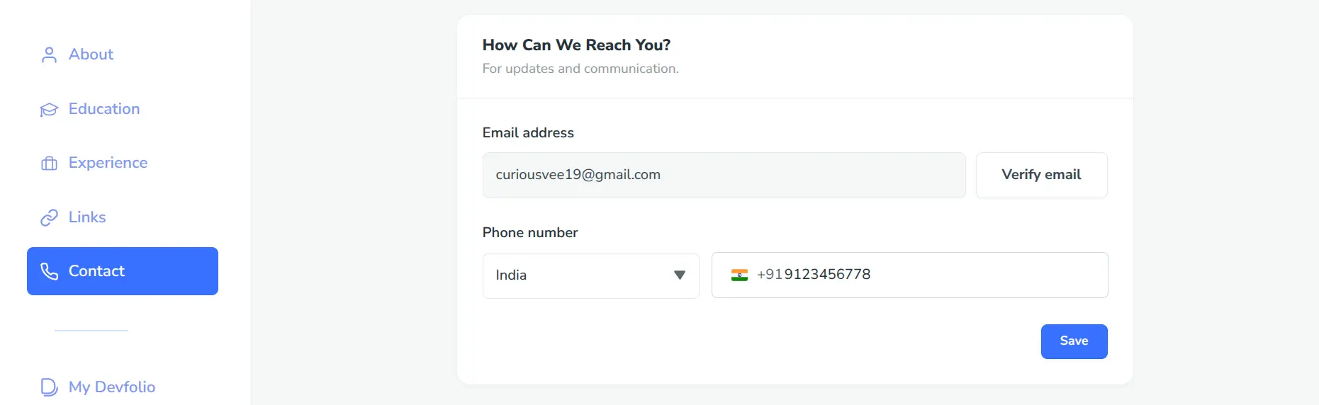 Contact section